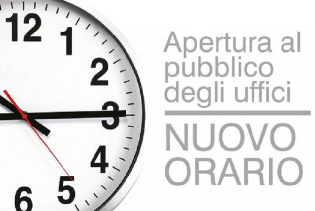 Orario di apertura al pubblico degli uffici comunali dal 03 aprile 2023